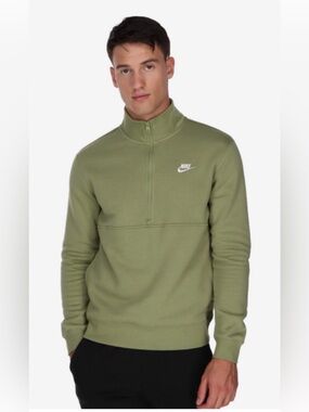 Nike Men's Olive Green Quarter-Zip Sweater